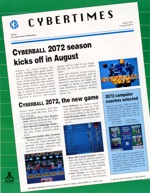 Tournament Cyberball 2072 (rev 2) Game Cover